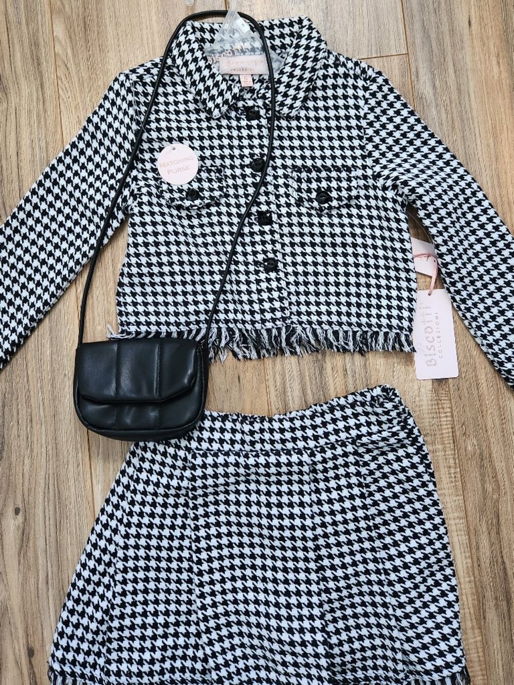 NTW. Biscotti Girl Houndstooth Jacket and skirt set